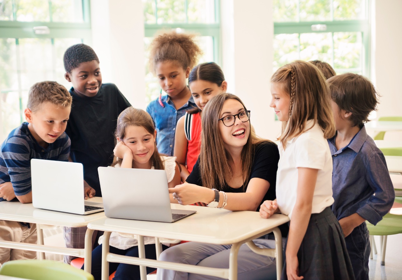 Students learning in a classroom